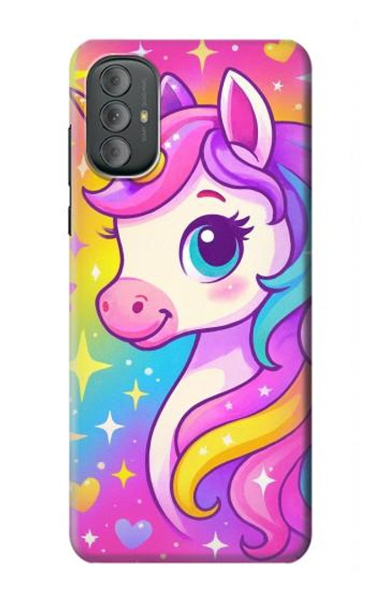 S4057 Cute Unicorn Cartoon Hülle Schutzhülle Taschen für Motorola Moto G Power 2022, G Play 2023