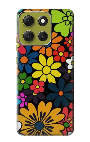 S4043 Colorful Flowers Cartoon Hülle Schutzhülle Taschen für Motorola Moto G86