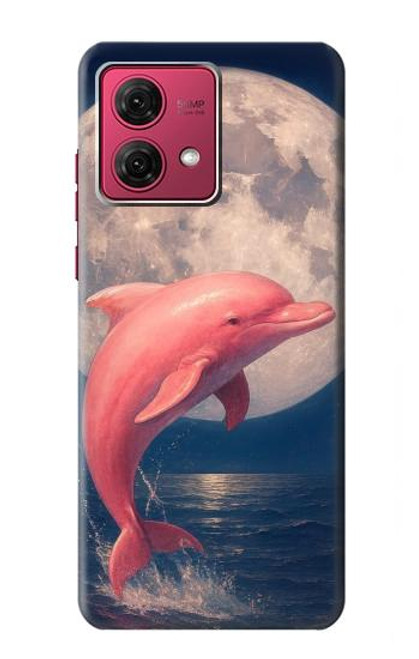 S4045 Dolphin Moon Night Hülle Schutzhülle Taschen für Motorola Moto G84