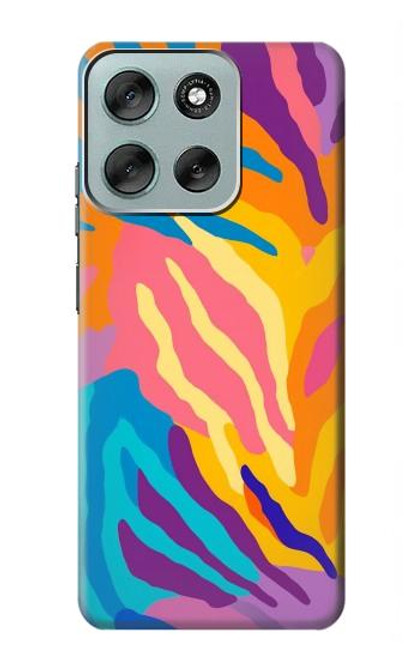 S4037 Colorful Zebra Pattern Hülle Schutzhülle Taschen für Motorola Moto G56