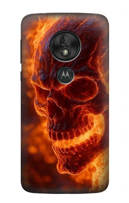 S4062 Fire Skull Hülle Schutzhülle Taschen für Motorola Moto G7 Power