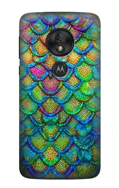 S4071 Colorful Mermaid Scale Hülle Schutzhülle Taschen für Motorola Moto G7 Power