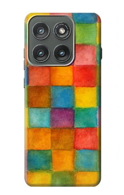 S4077 Water Color Painting Colorful Check Pattern Hülle Schutzhülle Taschen für Motorola Edge (2025)