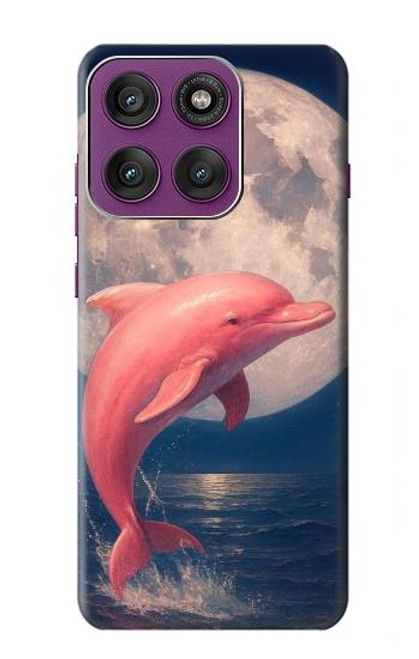 S4045 Dolphin Moon Night Hülle Schutzhülle Taschen für Motorola Edge 60 Pro