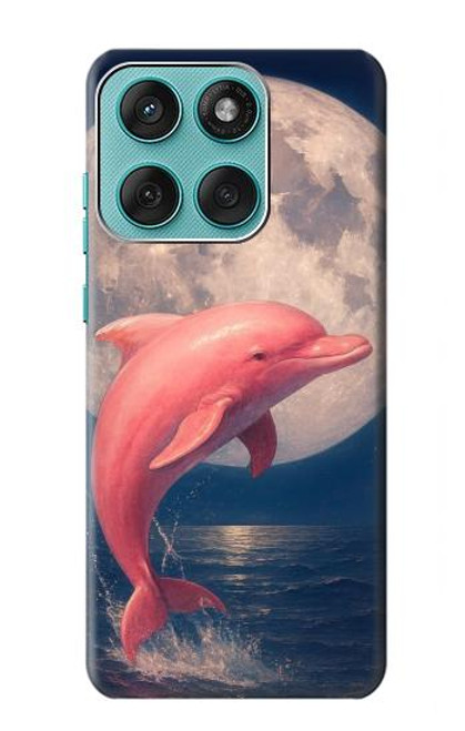 S4045 Dolphin Moon Night Hülle Schutzhülle Taschen für Motorola Edge 60 Fusion