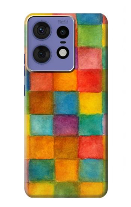 S4077 Water Color Painting Colorful Check Pattern Hülle Schutzhülle Taschen für Motorola Edge 50 Pro
