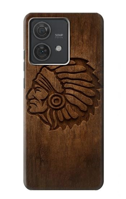 S4035 Native American Wood Carving Hülle Schutzhülle Taschen für Motorola Edge 40 Neo