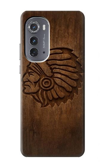 S4035 Native American Wood Carving Hülle Schutzhülle Taschen für Motorola Edge (2022)