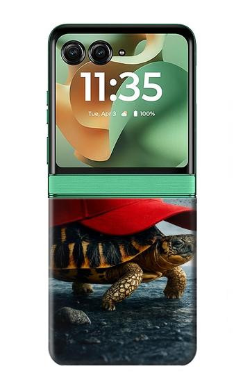 S4056 Madagascar Turtle Red Cap Hülle Schutzhülle Taschen für Motorola Razr 70+,60+, Razr+ (2026, 2025, 2024)
