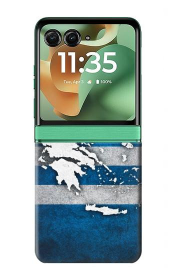 S4074 The Flag of Greece Hülle Schutzhülle Taschen für Motorola Razr 70+,60+, Razr+ (2026, 2025, 2024)