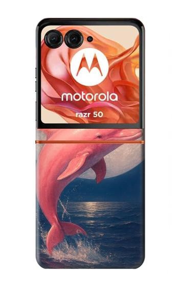 S4045 Dolphin Moon Night Hülle Schutzhülle Taschen für Motorola Razr 70,60,50, Razr (2026, 2025, 2024)