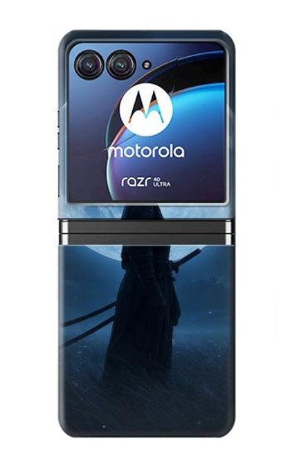 S4034 Samurai Moon Night Hülle Schutzhülle Taschen für Motorola Razr 40 Ultra