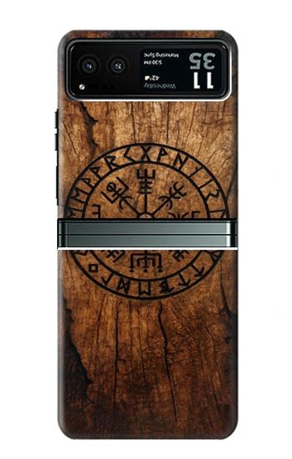S4036 Viking Vegvisir Compass Wood Hülle Schutzhülle Taschen für Motorola Razr 40