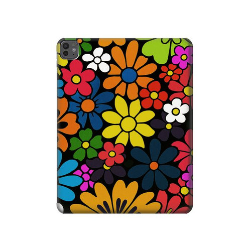 S4043 Colorful Flowers Cartoon Hülle Schutzhülle Taschen für iPad Pro 13 (2024,2025), Air 13 2026