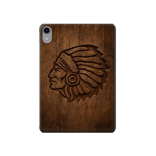 S4035 Native American Wood Carving Hülle Schutzhülle Taschen für iPad mini 6 7, iPad mini (2021,2024)