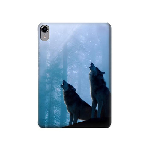 S4053 Two Wolves Couple Howling Forest Hülle Schutzhülle Taschen für iPad mini 6 7, iPad mini (2021,2024)