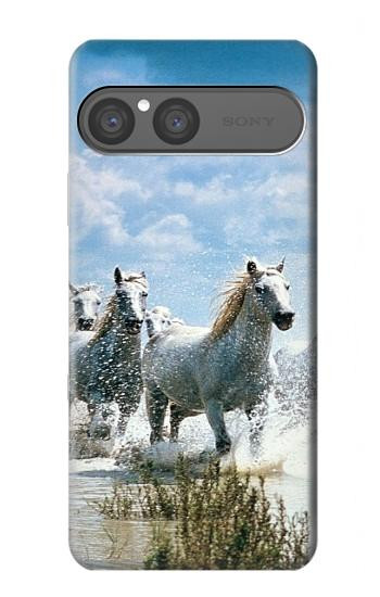 S0250 White Horse Hülle Schutzhülle Taschen für Sony Xperia 10 VII