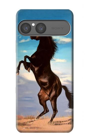 S0934 Wild Black Horse Hülle Schutzhülle Taschen für Sony Xperia 10 VII