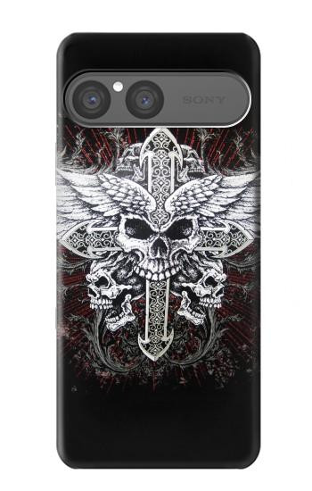S1434 Skull Wing Tattoo Biker Hülle Schutzhülle Taschen für Sony Xperia 10 VII
