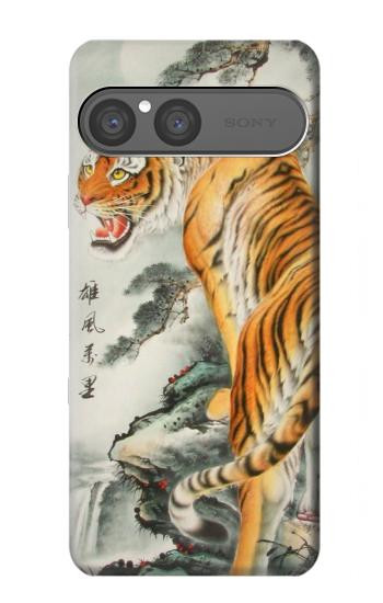 S1934 Chinese Tiger Painting Hülle Schutzhülle Taschen für Sony Xperia 10 VII