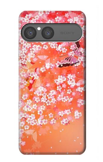 S2543 Japanese Kimono Style Flower Pattern Hülle Schutzhülle Taschen für Sony Xperia 10 VII