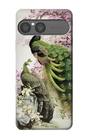 S2773 Peacock Chinese Brush Painting Hülle Schutzhülle Taschen für Sony Xperia 10 VII
