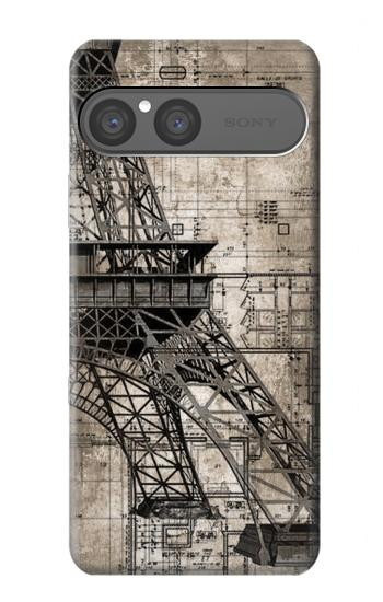 S3416 Eiffel Tower Blueprint Hülle Schutzhülle Taschen für Sony Xperia 10 VII