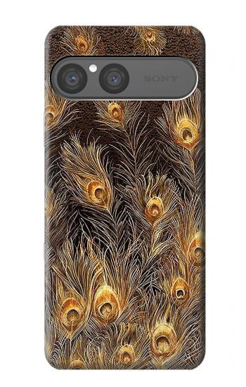 S3691 Gold Peacock Feather Hülle Schutzhülle Taschen für Sony Xperia 10 VII