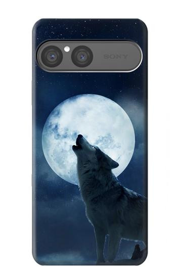 S3693 Grim White Wolf Full Moon Hülle Schutzhülle Taschen für Sony Xperia 10 VII