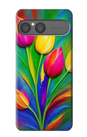 S3926 Colorful Tulip Oil Painting Hülle Schutzhülle Taschen für Sony Xperia 10 VII