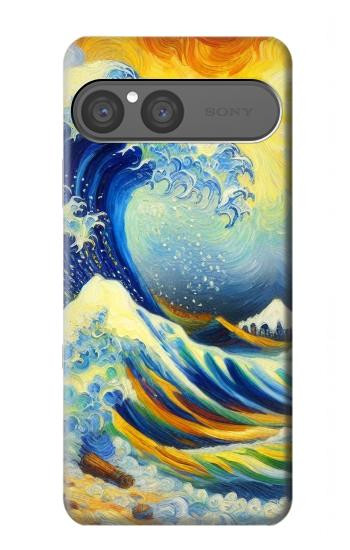 S4005 Oil Color Painting Great Waves Hülle Schutzhülle Taschen für Sony Xperia 10 VII