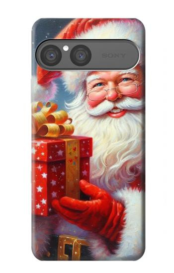 S4029 Xmas Smiling Santa Claus Gift Box Hülle Schutzhülle Taschen für Sony Xperia 10 VII