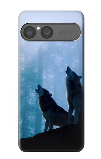 S4053 Two Wolves Couple Howling Forest Hülle Schutzhülle Taschen für Sony Xperia 10 VII, 10 VIII