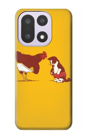 S1093 Rooster and Cat Joke Hülle Schutzhülle Taschen für OnePlus 15