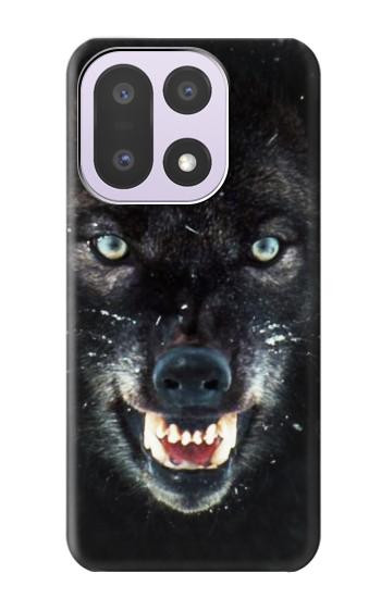 S2823 Black Wolf Blue Eyes Face Hülle Schutzhülle Taschen für OnePlus 15