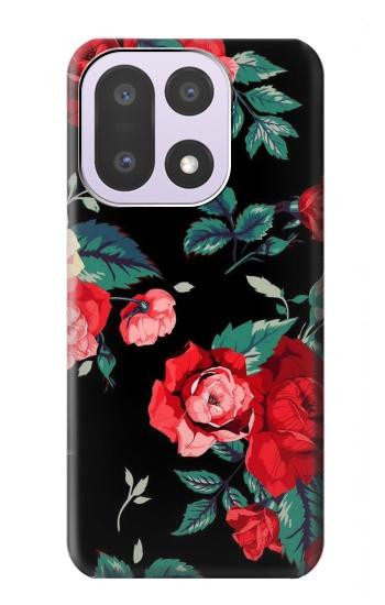S3112 Rose Floral Pattern Black Hülle Schutzhülle Taschen für OnePlus 15