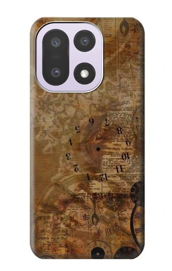 S3456 Vintage Paper Clock Steampunk Hülle Schutzhülle Taschen für OnePlus 15