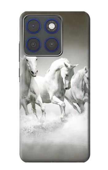 S0933 White Horses Hülle Schutzhülle Taschen für Motorola Edge 70