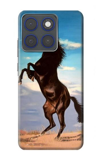 S0934 Wild Black Horse Hülle Schutzhülle Taschen für Motorola Edge 70