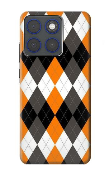 S3421 Black Orange White Argyle Plaid Hülle Schutzhülle Taschen für Motorola Edge 70
