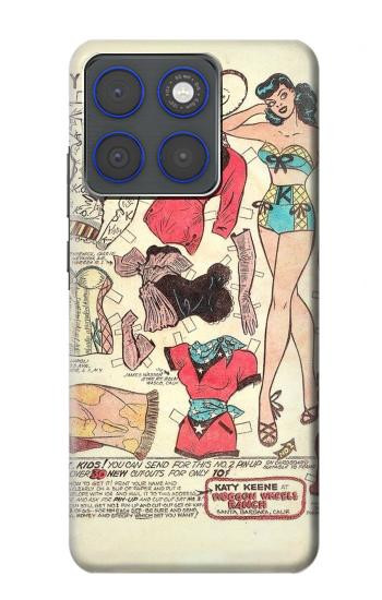 S3820 Vintage Cowgirl Fashion Paper Doll Hülle Schutzhülle Taschen für Motorola Edge 70