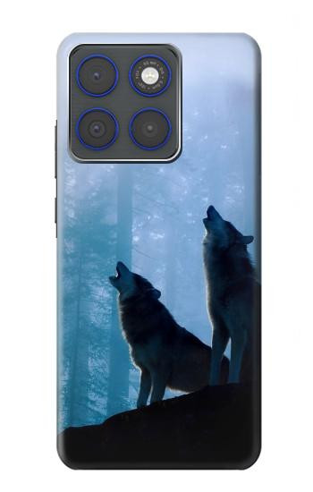 S4053 Two Wolves Couple Howling Forest Hülle Schutzhülle Taschen für Motorola Edge 70