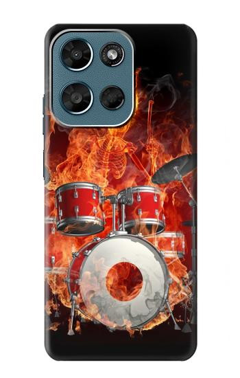 S1431 Skull Drum Fire Rock Hülle Schutzhülle Taschen für Motorola Moto G (2026), G Play (2026)