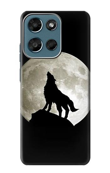S1981 Wolf Howling at The Moon Hülle Schutzhülle Taschen für Motorola Moto G (2026), G Play (2026)