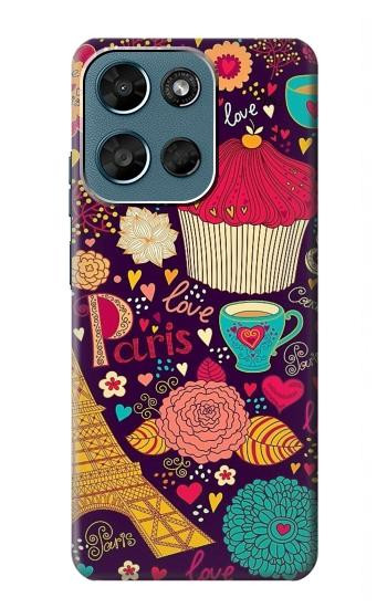 S2353 Paris Cartoon Vintage Pattern Hülle Schutzhülle Taschen für Motorola Moto G (2026), G Play (2026)