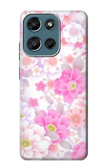 S3036 Pink Sweet Flower Flora Hülle Schutzhülle Taschen für Motorola Moto G (2026), G Play (2026)