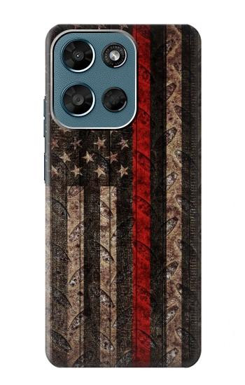 S3804 Fire Fighter Metal Red Line Flag Graphic Hülle Schutzhülle Taschen für Motorola Moto G (2026), G Play (2026)