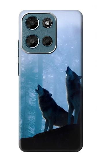S4053 Two Wolves Couple Howling Forest Hülle Schutzhülle Taschen für Motorola Moto G (2026), G Play (2026)