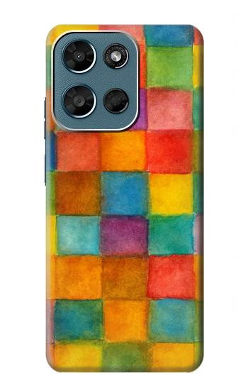 S4077 Water Color Painting Colorful Check Pattern Hülle Schutzhülle Taschen für Motorola Moto G (2026), G Play (2026)