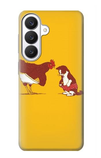 S1093 Rooster and Cat Joke Hülle Schutzhülle Taschen für Samsung Galaxy S26